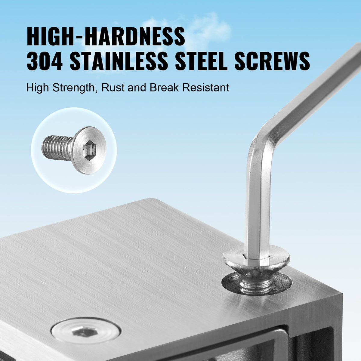VEVOR Glass Clamp, 4 PCS Square Glass Railing Bracket for 0.31 "-0.47 " Tempered Glass, 304 Stainless Steel Glass Mounting Clamp, Glass Shelf Bracket for Balcony, Garden, Pool, Stair, Silver - BLZJYSFX4PCSB3QG6V0 - view 7
