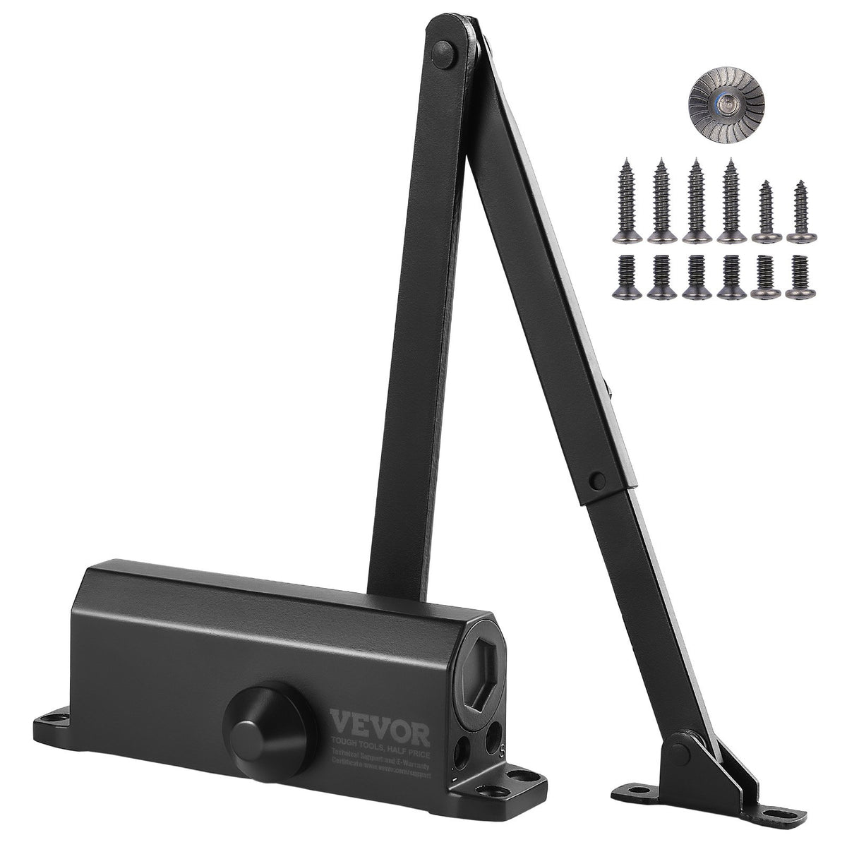 VEVOR Door Closer, Automatic Door Closer Commercial or Residential Use for Door Weights 150 Lbs, Adjustable Size Hydraulic Buffer Door Closers Heavy Duty Cast Aluminum Body, Easy Install, Black - BMQ150LBSHS1MHZZAV0 - view 10