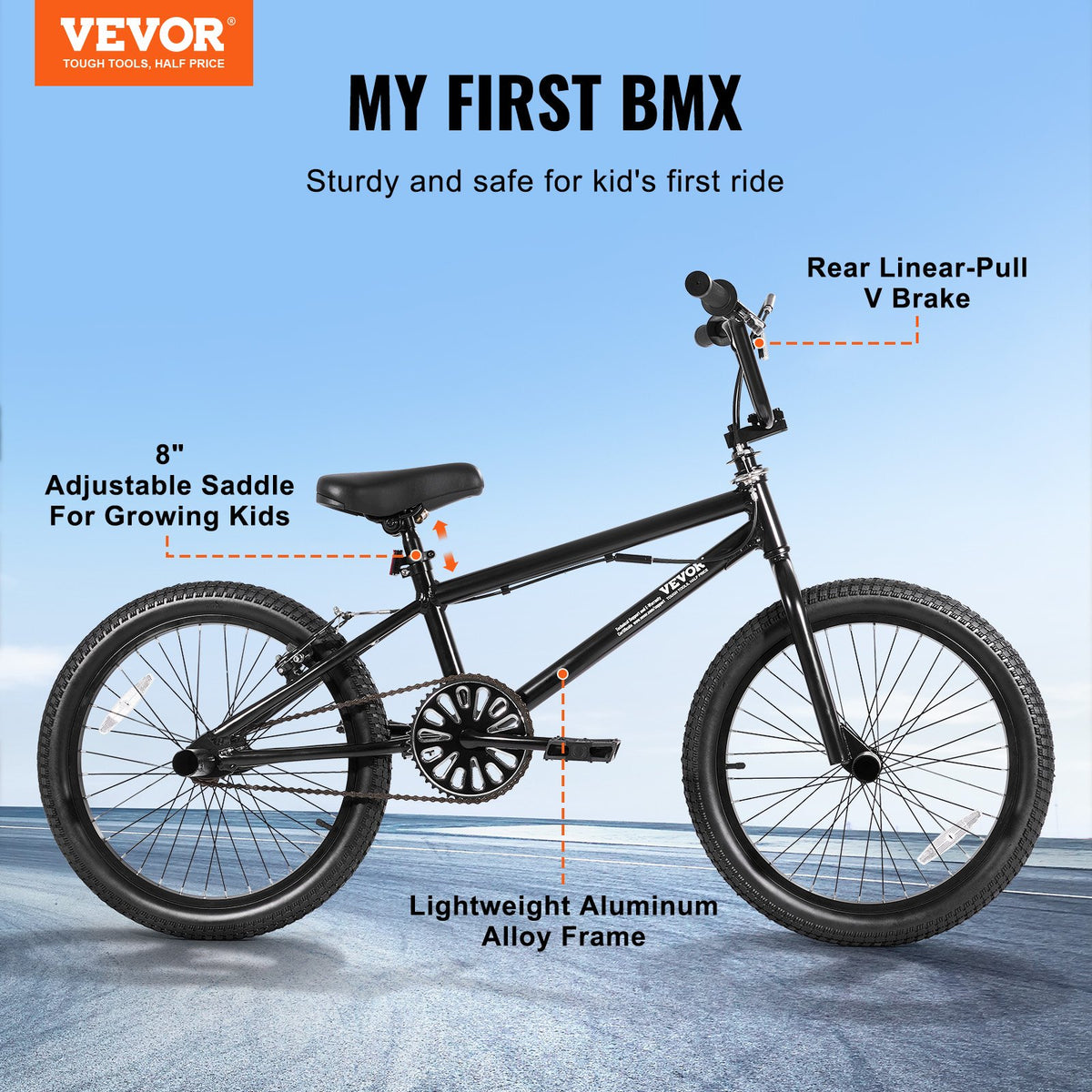 VEVOR BMX Bike, 20-Inch Wheel Freestyle Bike, BMX Race Bike with 360° Rotor and 4 Pegs, Beginner-Level BMX to Advanced Riders, BMX Bicycles for Teen Adult Men Women, Lightweight Aluminum Alloy Frame - BMXZXC20YCLK2LCLJV0 - view 3