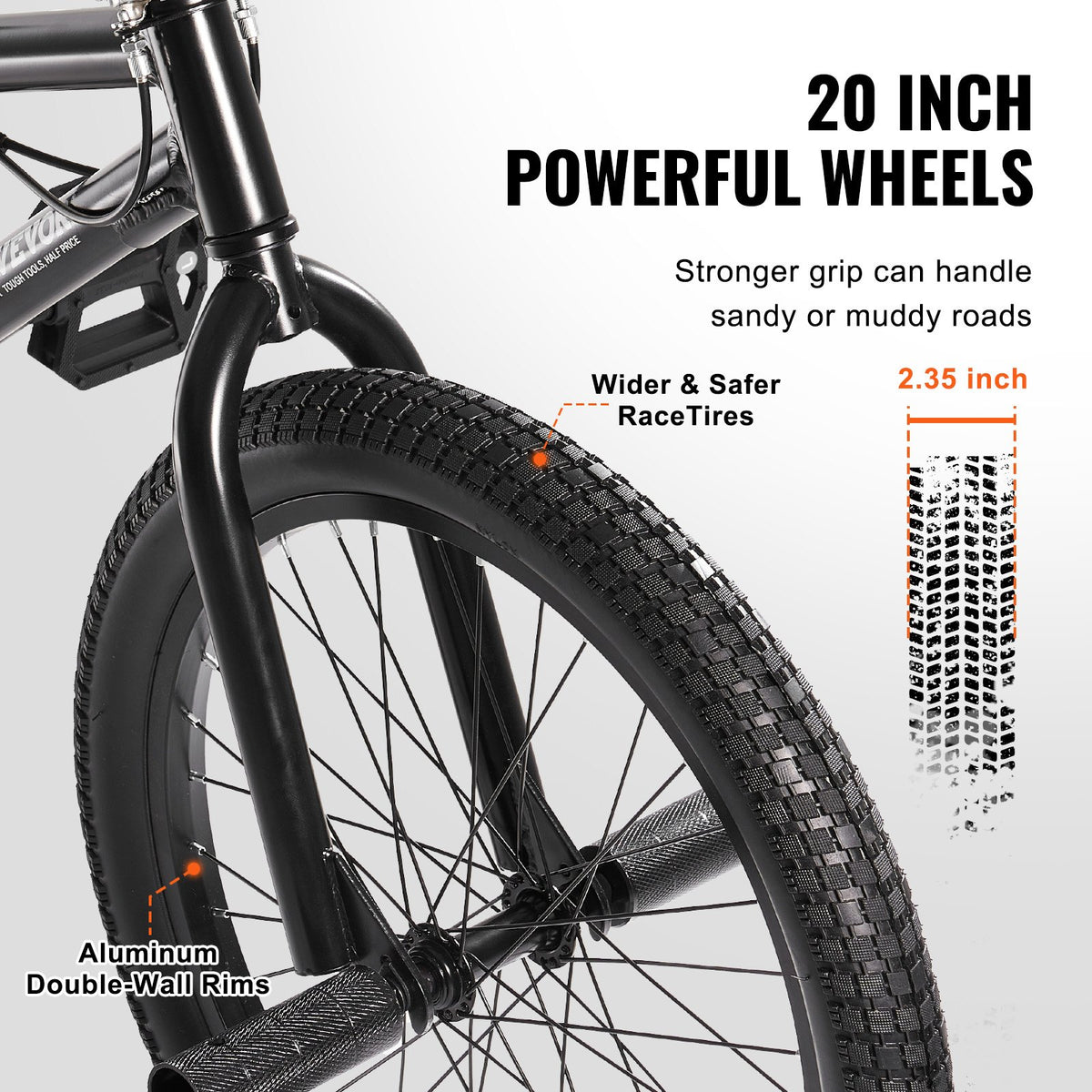 VEVOR BMX Bike, 20-Inch Wheel Freestyle Bike, BMX Race Bike with 360° Rotor and 4 Pegs, Beginner-Level BMX to Advanced Riders, BMX Bicycles for Teen Adult Men Women, Lightweight Aluminum Alloy Frame - BMXZXC20YCLK2LCLJV0 - view 5