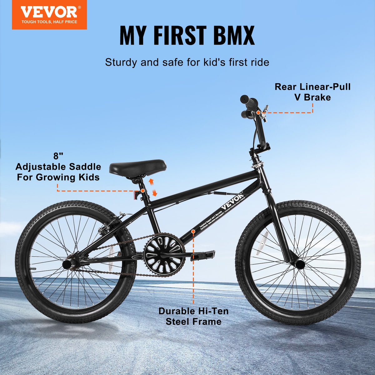 VEVOR BMX Bike, 20-Inch Wheel Freestyle Bike, BMX Race Bike with 360° Rotor and 4 Pegs, Beginner-Level BMX to Advanced Riders, BMX Bicycles for Teen Adult Men Women, Durable Hi-Ten Steel Frame - BMXZXC20YCTGF7T3NV0 - view 3