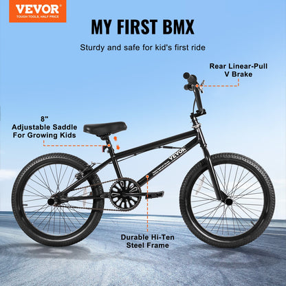 VEVOR BMX Bike, 20-Inch Wheel Freestyle Bike, BMX Race Bike with 360° Rotor and 4 Pegs, Beginner-Level BMX to Advanced Riders, BMX Bicycles for Teen Adult Men Women, Durable Hi-Ten Steel Frame - BMXZXC20YCTGF7T3NV0 - view 3