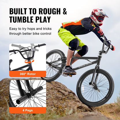VEVOR BMX Bike, 20-Inch Wheel Freestyle Bike, BMX Race Bike with 360° Rotor and 4 Pegs, Beginner-Level BMX to Advanced Riders, BMX Bicycles for Teen Adult Men Women, Durable Hi-Ten Steel Frame - BMXZXC20YCTGF7T3NV0 - view 4