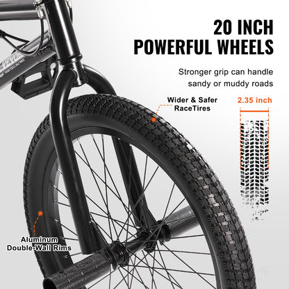 VEVOR BMX Bike, 20-Inch Wheel Freestyle Bike, BMX Race Bike with 360° Rotor and 4 Pegs, Beginner-Level BMX to Advanced Riders, BMX Bicycles for Teen Adult Men Women, Durable Hi-Ten Steel Frame - BMXZXC20YCTGF7T3NV0 - view 5
