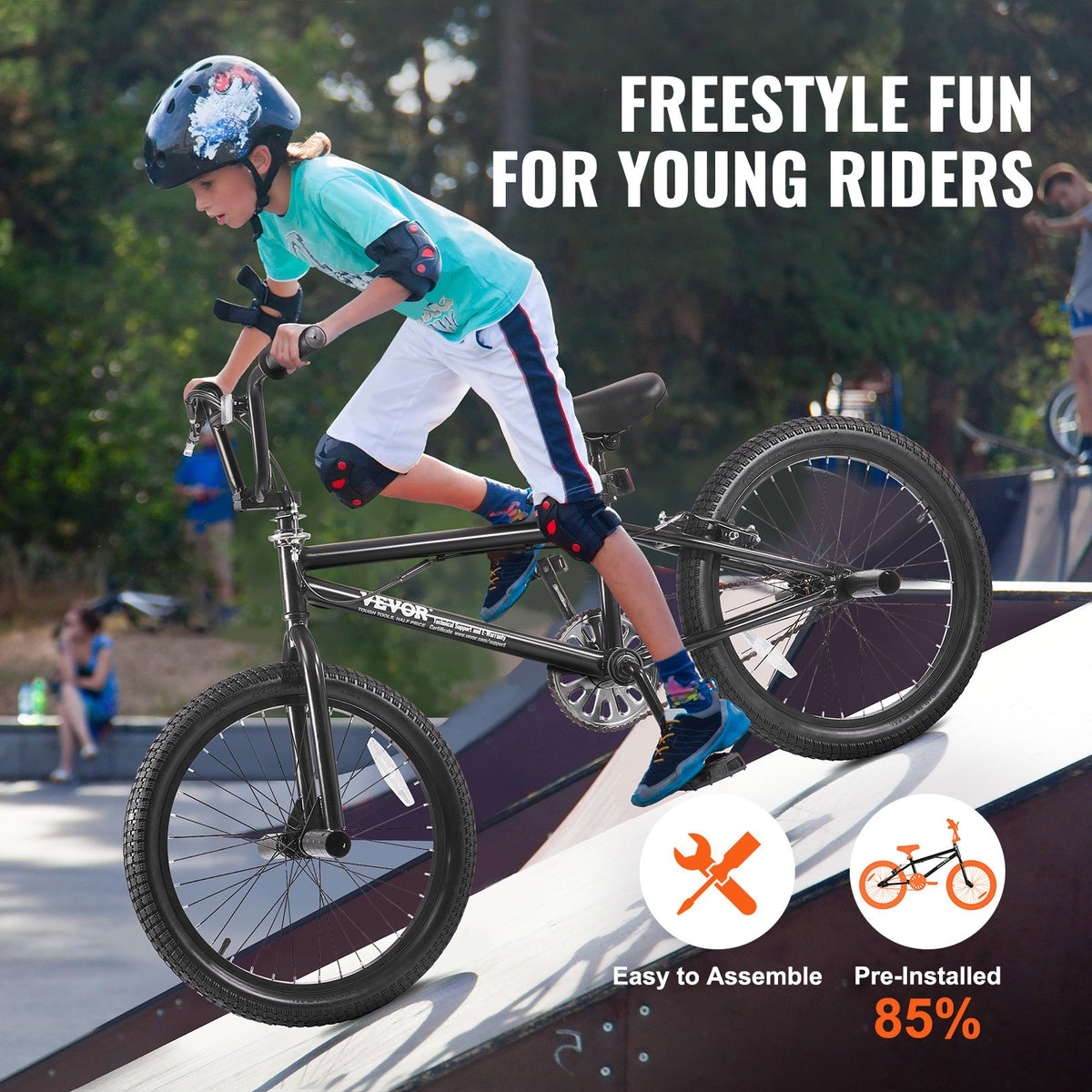 VEVOR BMX Bike, 20-Inch Wheel Freestyle Bike, BMX Race Bike with 360° Rotor and 4 Pegs, Beginner-Level BMX to Advanced Riders, BMX Bicycles for Teen Adult Men Women, Durable Hi-Ten Steel Frame - BMXZXC20YCTGF7T3NV0 - view 7