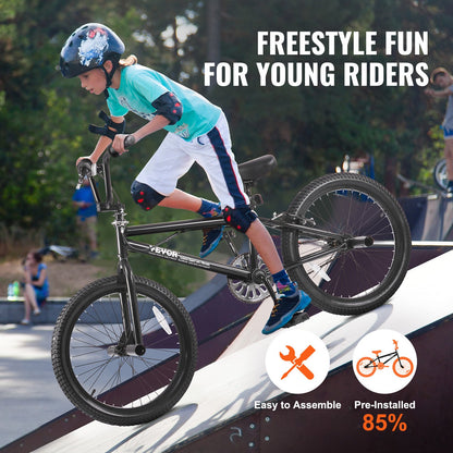 VEVOR BMX Bike, 20-Inch Wheel Freestyle Bike, BMX Race Bike with 360° Rotor and 4 Pegs, Beginner-Level BMX to Advanced Riders, BMX Bicycles for Teen Adult Men Women, Durable Hi-Ten Steel Frame - BMXZXC20YCTGF7T3NV0 - view 7