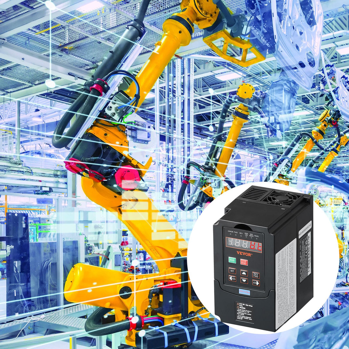 VEVOR VFD 1HP, 0.75KW, 3.5A, 1 or 3 Phase 220V Input to 3 Phase 220V Output Variable Frequency Drive, 40-60Hz Input, 0-400Hz Output VFD for Spindle Motor CNC Speed Control - BPQDQ075KW22HSLPSV7 - view 9