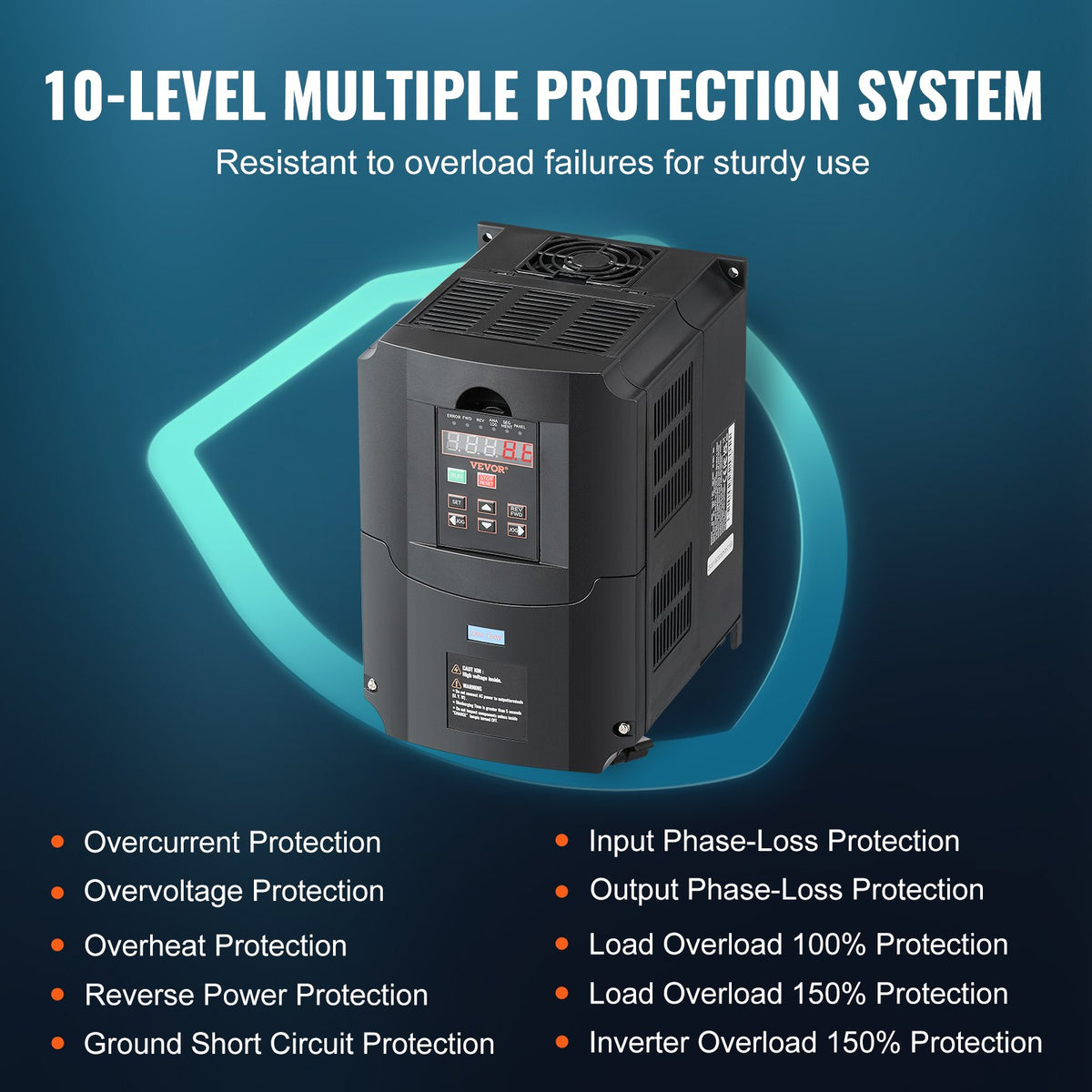 VEVOR VFD 10HP, 7.5KW, 35A, 1 or 3 Phase 220V Input to 3 Phase 220V Output Variable Frequency Drive, 40-60Hz Input, 0-400Hz Output VFD for Spindle Motor CNC Speed Control - BPQDQ75KW220GF4DKV7 - view 5