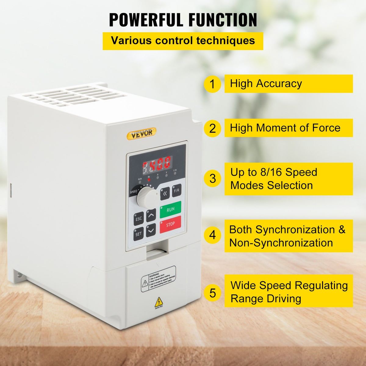 VEVOR Variable Frequency Drive, AC 220V Input 3KW Variable Frequency CNC Drive Inverter Converter, VFD 4HP 1 or 3 Phase Input, 3 Phase Output, CNC Motor Inverter Converter for Motor Speed Control - BPQDXN3KW220VEQ8AV7 - view 4