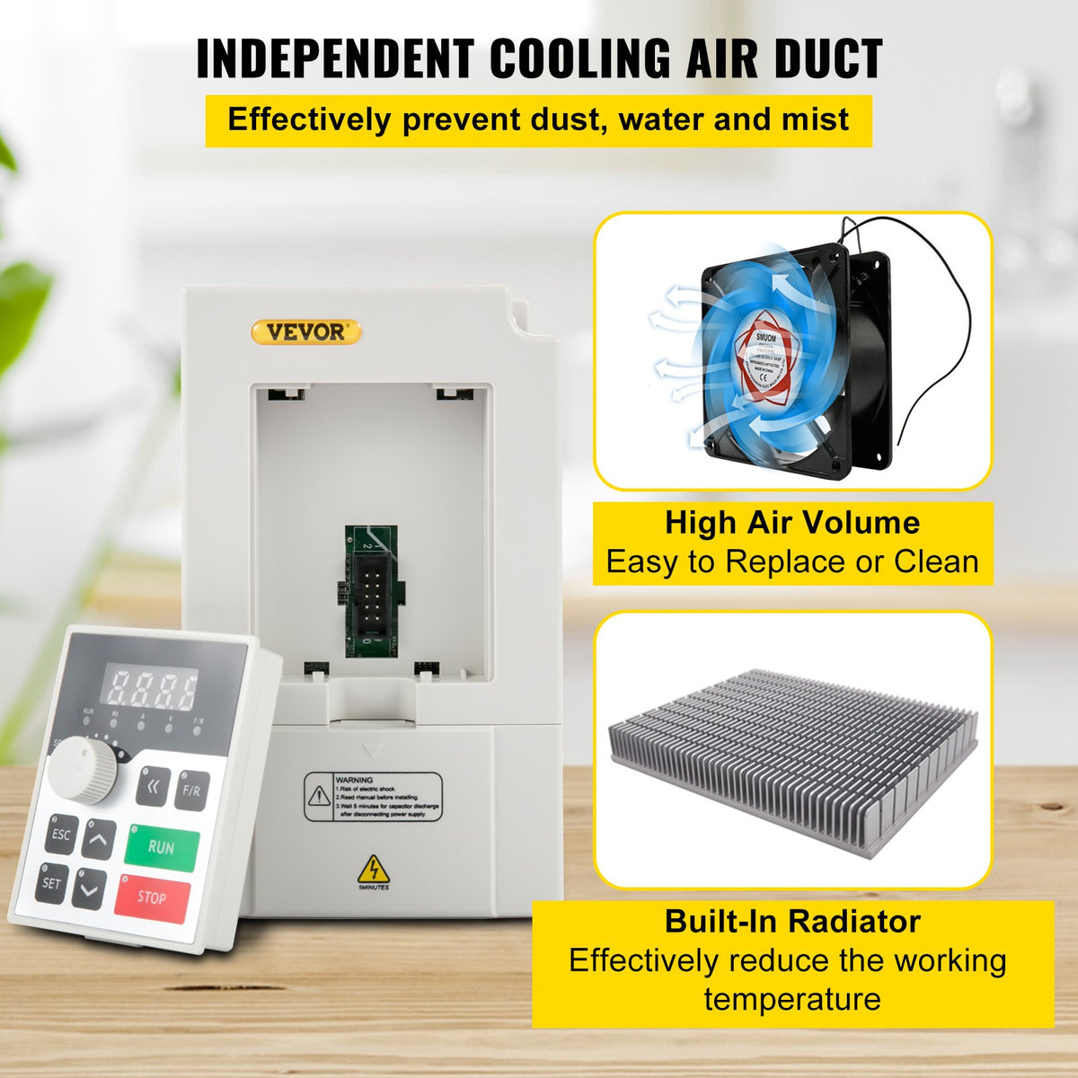 VEVOR Variable Frequency Drive, AC 220V Input 3KW Variable Frequency CNC Drive Inverter Converter, VFD 4HP 1 or 3 Phase Input, 3 Phase Output, CNC Motor Inverter Converter for Motor Speed Control - BPQDXN3KW220VEQ8AV7 - view 6
