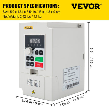 VEVOR Variable Frequency Drive, AC 220V Input 3KW Variable Frequency CNC Drive Inverter Converter, VFD 4HP 1 or 3 Phase Input, 3 Phase Output, CNC Motor Inverter Converter for Motor Speed Control - BPQDXN3KW220VEQ8AV7 - view 8