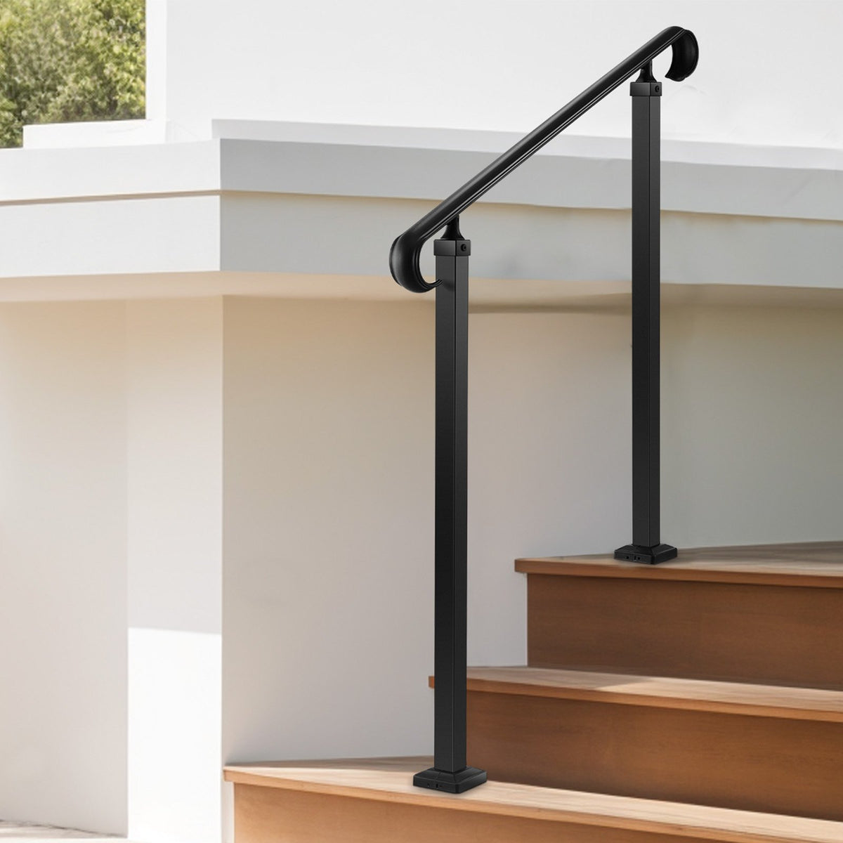 VEVOR Handrails for Outdoor Steps, 2-3 Step Adjustable Height, Carbon Steel Transitional Handrail with Installation Kit, Exterior Hand Railing for Steps, Concrete or Wooden Stairs, Porch, Matte Black - BPSLZFSHS23BVBIXQ001V0 - view 9