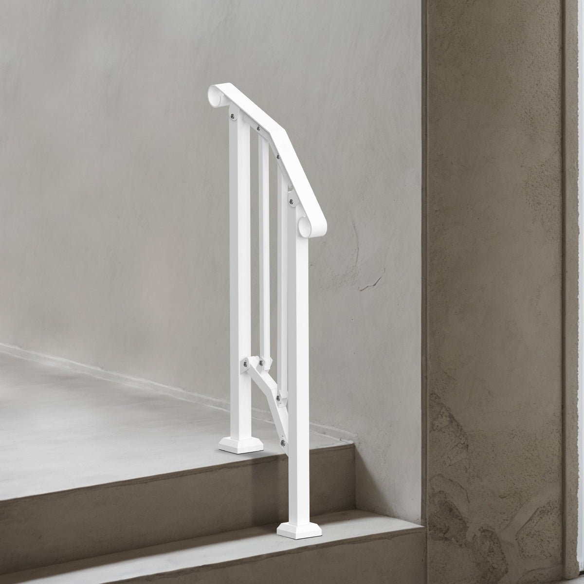 VEVOR Handrails for Outdoor Steps, 1-2 Step Stair Hand Rail Kit, Transitional Carbon Steel Railings with Installation Kit, Stair Rails for Seniors, Concrete Steps & Porch & Deck, White Retro Arch - BPXGMDZLSLZFKGS2YV0 - view 9