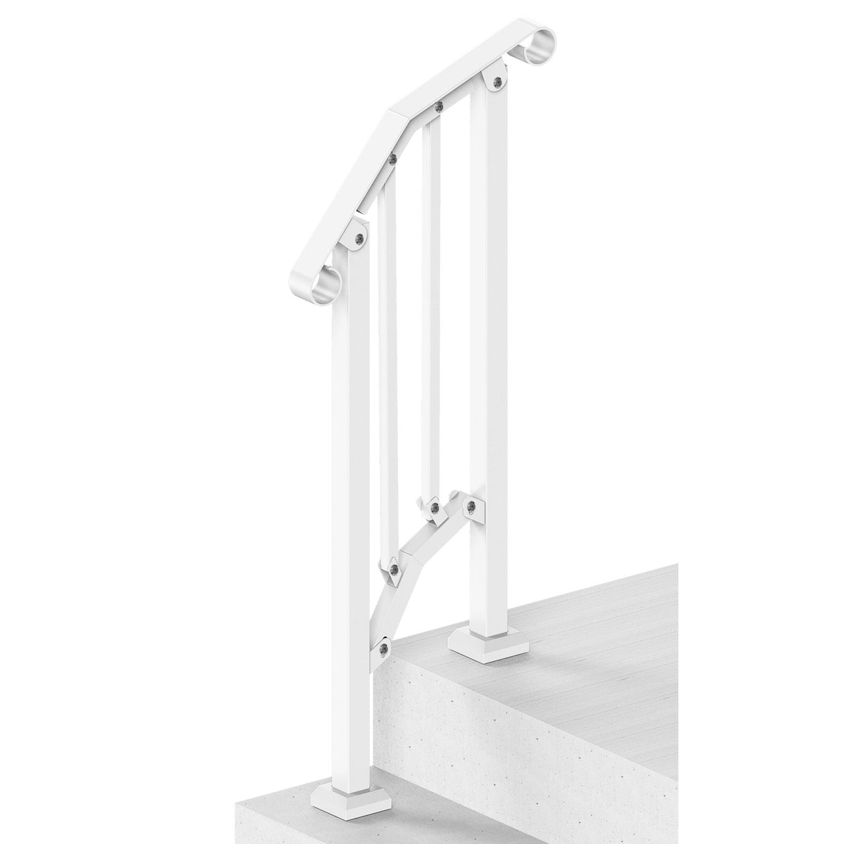 VEVOR Handrails for Outdoor Steps, 1-2 Step Stair Hand Rail Kit, Transitional Carbon Steel Railings with Installation Kit, Stair Rails for Seniors, Concrete Steps & Porch & Deck, White Retro Arch - BPXGMDZLSLZFKGS2YV0 - view 10