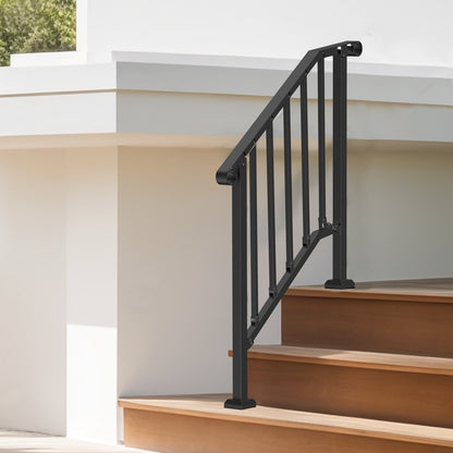 VEVOR Handrails for Outdoor Steps, 2-3 Step Stair Hand Rail Kit, Transitional Carbon Steel Railings with Installation Kit, Stair Rails for Seniors, Concrete Steps & Porch & Deck, Black Retro Arch - BPXGMDZLSLZFN6PGJV0 - view 9