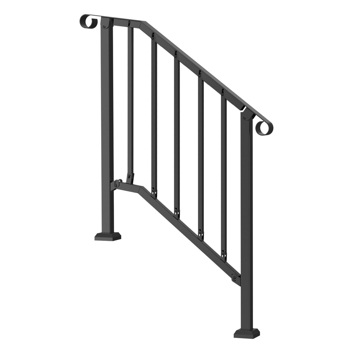 VEVOR Handrails for Outdoor Steps, 2-3 Step Stair Hand Rail Kit, Transitional Carbon Steel Railings with Installation Kit, Stair Rails for Seniors, Concrete Steps & Porch & Deck, Black Retro Arch - BPXGMDZLSLZFN6PGJV0 - view 10