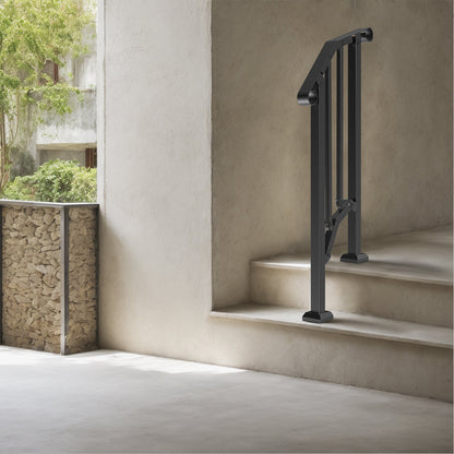 VEVOR Handrails for Outdoor Steps, 1-2 Step Stair Hand Rail Kit, Transitional Carbon Steel Railings with Installation Kit, Stair Rails for Seniors, Concrete Steps & Porch & Deck, Black Retro Arch - BPXGMDZLSLZFZ28P2V0 - view 9