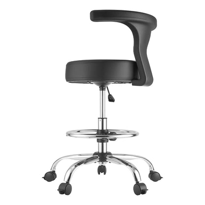 VEVOR Rolling Stool with Back Support, 500 lbs Weight Capacity, Height Adjustable, Thick Cushion Ergonomic PU Leather Seat, 360° Swivel Round Rolling Stool Chair for Dental, Salon, Clinic, Black - BQDYYDHSYX506Q736001V0 - view 10