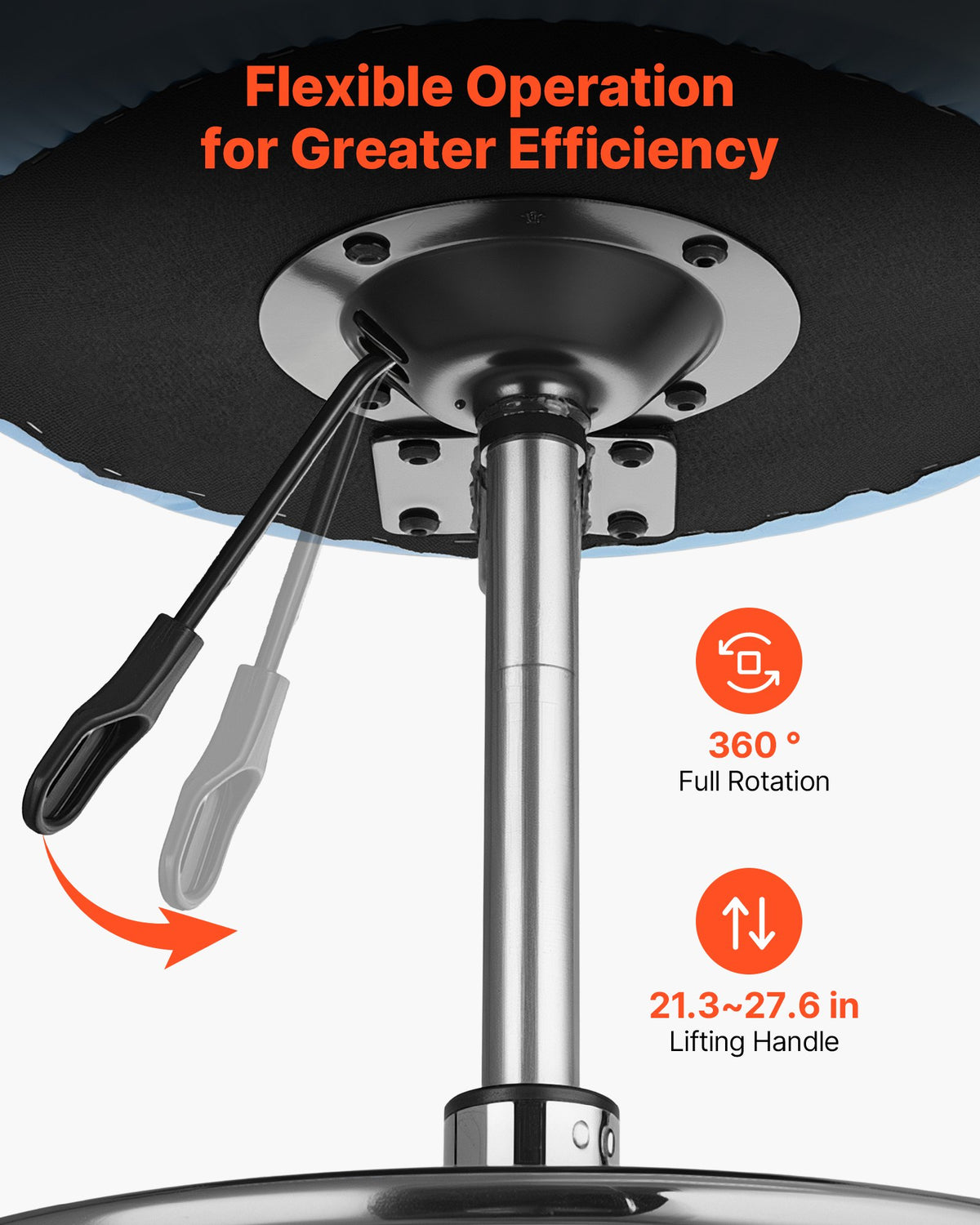 VEVOR Rolling Stool with Back Support, 500 lbs Weight Capacity, Height Adjustable, Thick Cushion Ergonomic PU Leather Seat, 360° Swivel Round Rolling Stool Chair for Dental, Salon, Clinic, Blue - BQDYYDLSYX50SXJF9001V0 - view 5
