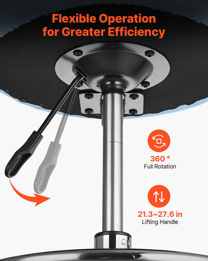 VEVOR Rolling Stool with Back Support, 500 lbs Weight Capacity, Height Adjustable, Thick Cushion Ergonomic PU Leather Seat, 360° Swivel Round Rolling Stool Chair for Dental, Salon, Clinic, Blue - BQDYYDLSYX50SXJF9001V0 - view 5