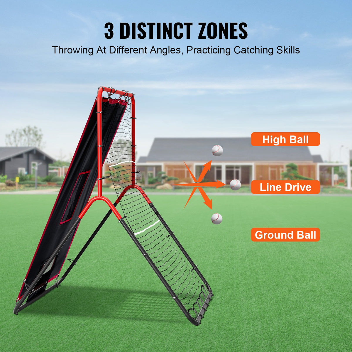 VEVOR Baseball And Softball Rebounder Net, 3.5 x 4.5 ft 2-in-1 Switch Hitter Pitch Trainer, PitchBack Baseball Pitching Return Trainer Nest, Bounce Back Net for Fielding/Throwing Practice - BQHDWDYXWEHY2V8G3V0 - view 4