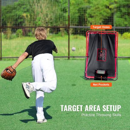 VEVOR Baseball And Softball Rebounder Net, 3.5 x 4.5 ft 2-in-1 Switch Hitter Pitch Trainer, PitchBack Baseball Pitching Return Trainer Nest, Bounce Back Net for Fielding/Throwing Practice - BQHDWDYXWEHY2V8G3V0 - view 5