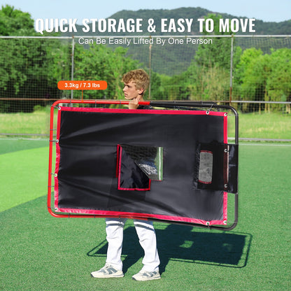 VEVOR Baseball And Softball Rebounder Net, 3.5 x 4.5 ft 2-in-1 Switch Hitter Pitch Trainer, PitchBack Baseball Pitching Return Trainer Nest, Bounce Back Net for Fielding/Throwing Practice - BQHDWDYXWEHY2V8G3V0 - view 7
