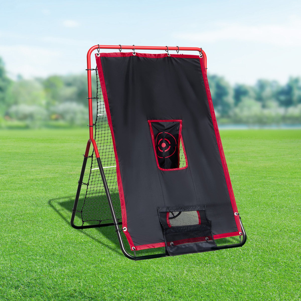 VEVOR Baseball And Softball Rebounder Net, 3.5 x 4.5 ft 2-in-1 Switch Hitter Pitch Trainer, PitchBack Baseball Pitching Return Trainer Nest, Bounce Back Net for Fielding/Throwing Practice - BQHDWDYXWEHY2V8G3V0 - view 9
