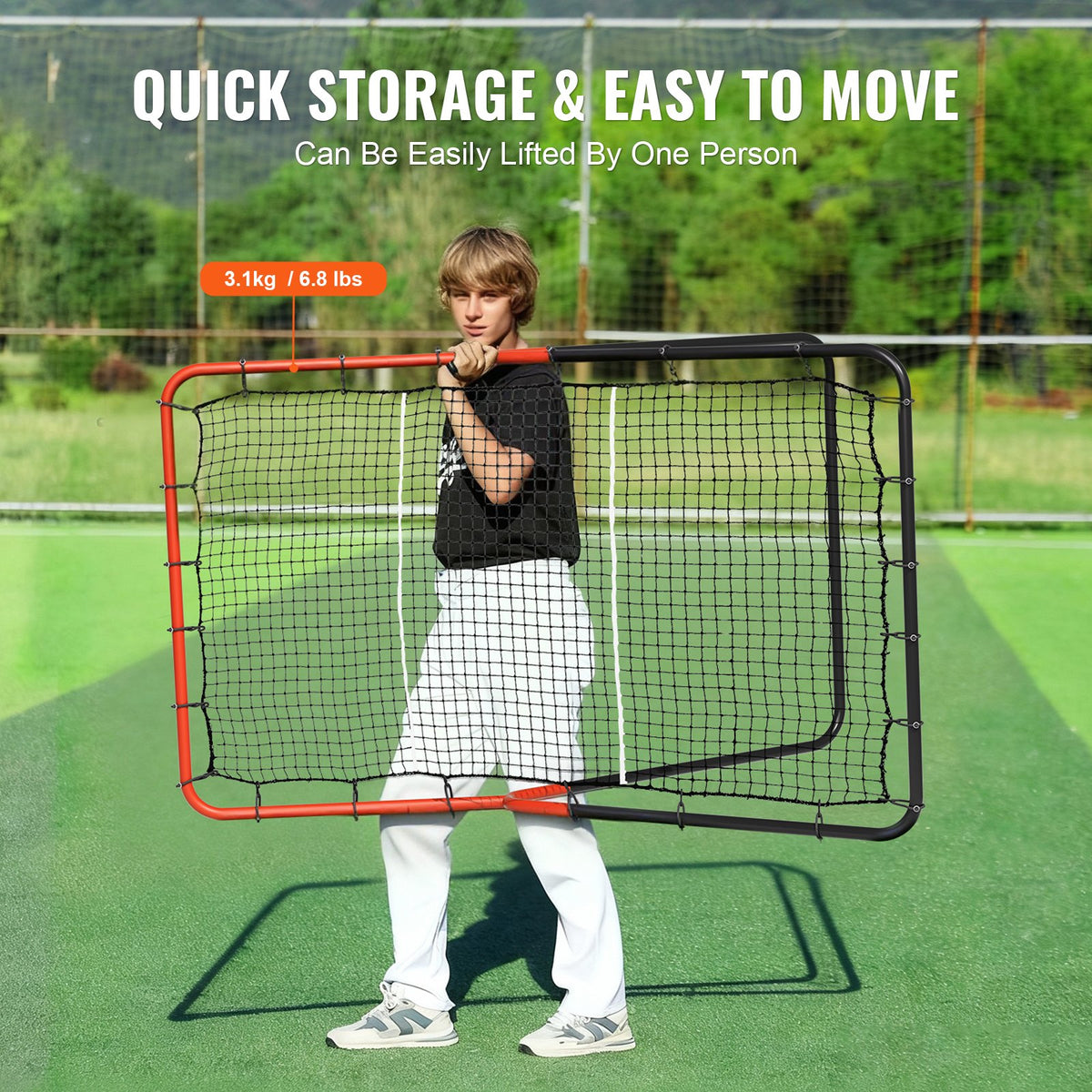 VEVOR Baseball And Softball Rebounder Net, 3 x 4.5 ft PitchBack Baseball Pitching Nest, 3-Way Baseball, Softball Pitchback Net, Fielding Trainer, Bounce Back Net for Fielding/Throwing Practice - BQHDWDYXWGDJV7BWFV0 - view 7