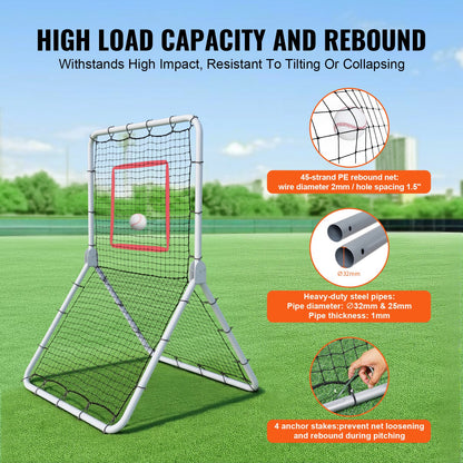 VEVOR Baseball And Softball Rebounder Net, 3.5 x 6 ft PitchBack Baseball Pitching Nest, Softball Pitchback Net, Fielding Trainer, Bounce Back Net for Fielding/Throwing Practice, 5 Adjustable Angles - BQHDWDYXWJDKP6FD7V0 - view 6