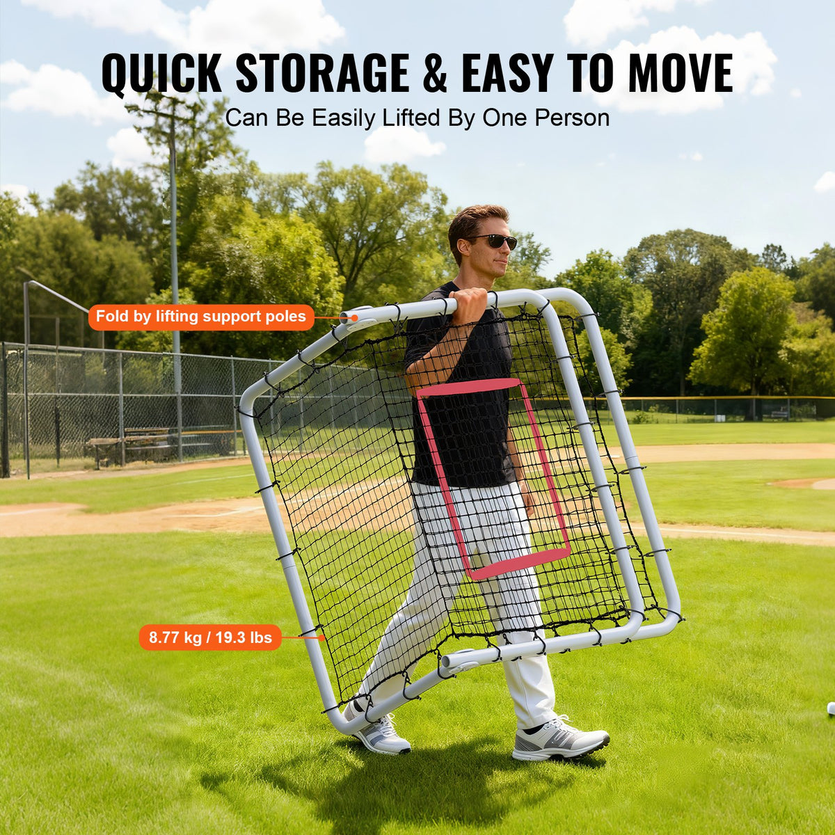 VEVOR Baseball And Softball Rebounder Net, 3.5 x 6 ft PitchBack Baseball Pitching Nest, Softball Pitchback Net, Fielding Trainer, Bounce Back Net for Fielding/Throwing Practice, 5 Adjustable Angles - BQHDWDYXWJDKP6FD7V0 - view 7