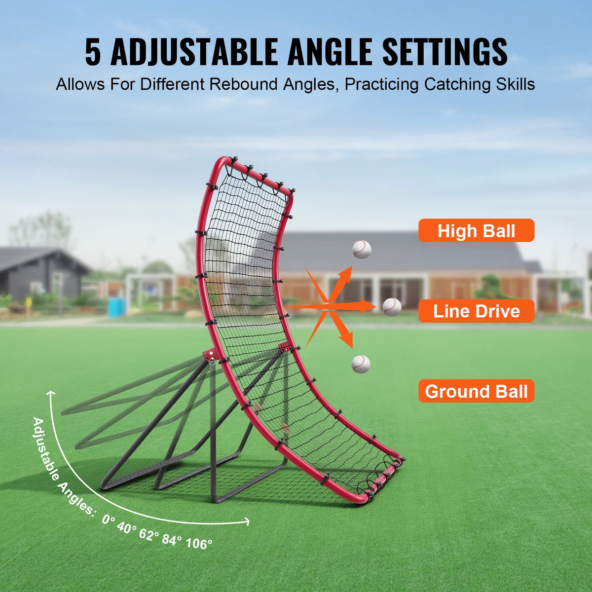 VEVOR Baseball And Softball Rebounder Net, 4 x 5.5 ft PitchBack Baseball Pitching Nest, Pitch Return Trainer Rebound Net with Pitching Target, All Angle Fielding Rebound Net for Grounders Pop Flies - BQHDWHXWJDKDFWHYHV0 - view 4