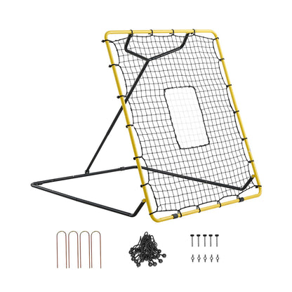 VEVOR Baseball Softball Rebounder Net 4 x 4.5 ft Pitch Back Trainer Target, 4 Adjustable Angles with Strike Zone, Steel Frame, Bounce Back Net for Pitching & Fielding Training, Return Practice - BQHDWJDKD445BMLCB001V0 - view 1