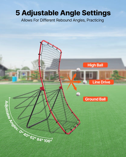 VEVOR Baseball Softball Rebounder Net 4 x 5.5 ft Pitch Back Trainer, 5 Adjustable Angles, Heavy-duty Steel Frame, All Angle Bounce Back Net for Pitching & Fielding Training Aid, Return Practice - BQHDWJDKD455XYST9001V0 - view 4