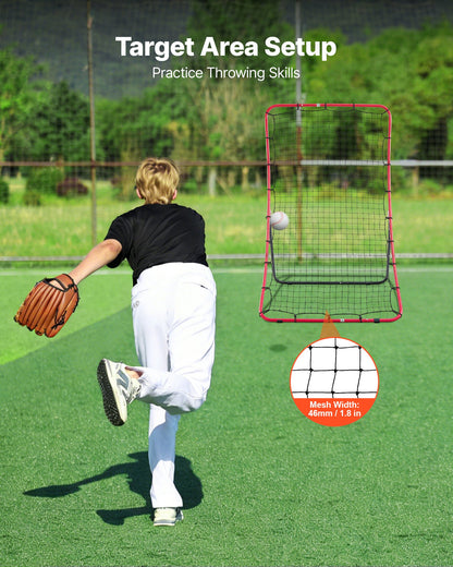 VEVOR Baseball Softball Rebounder Net 4 x 5.5 ft Pitch Back Trainer, 5 Adjustable Angles, Heavy-duty Steel Frame, All Angle Bounce Back Net for Pitching & Fielding Training Aid, Return Practice - BQHDWJDKD455XYST9001V0 - view 5
