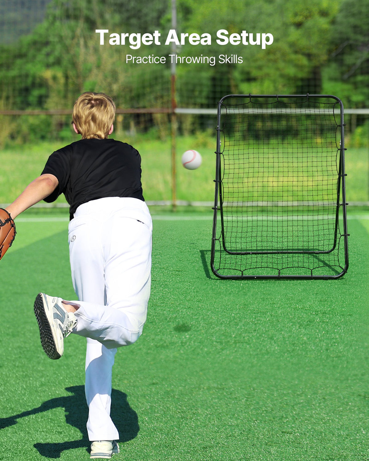 VEVOR Baseball Softball Rebounder Net 4 x 6 ft Pitch Back Trainer Target, 5 Adjustable Angles with Strike Zone, Steel Frame, Bounce Back Net for Pitching & Fielding Training, Return Practice - BQHDWJDKD46FJ8UGP001V0 - view 5