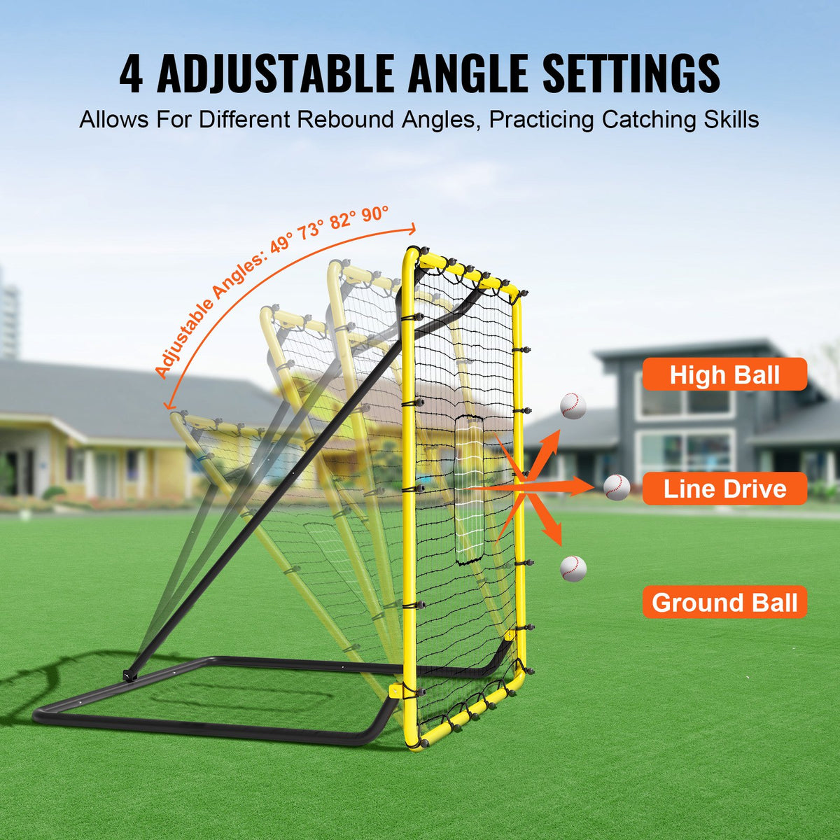 VEVOR Baseball And Softball Rebounder Net, 4 x 4.5 Feet PitchBack Baseball Nest for Pitching and Fielding Training, Pitch Return Trainer Rebound Net with Pitching Target, 4 Adjustable Angles - BQHDWPWJDKD41TLV7V0 - view 4