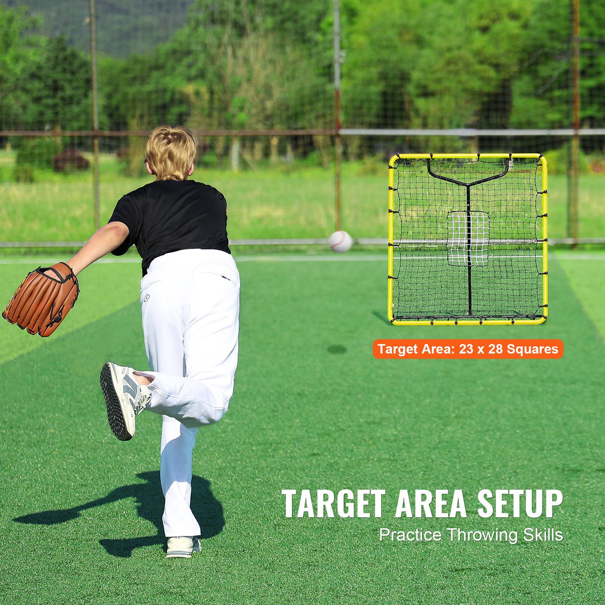 VEVOR Baseball And Softball Rebounder Net, 4 x 4.5 Feet PitchBack Baseball Nest for Pitching and Fielding Training, Pitch Return Trainer Rebound Net with Pitching Target, 4 Adjustable Angles - BQHDWPWJDKD41TLV7V0 - view 5