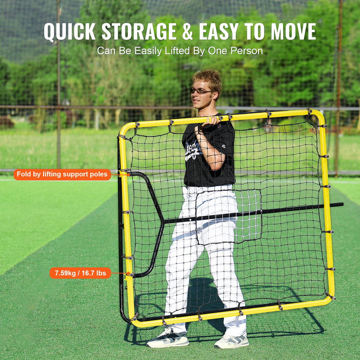 VEVOR Baseball And Softball Rebounder Net, 4 x 4.5 Feet PitchBack Baseball Nest for Pitching and Fielding Training, Pitch Return Trainer Rebound Net with Pitching Target, 4 Adjustable Angles - BQHDWPWJDKD41TLV7V0 - view 7