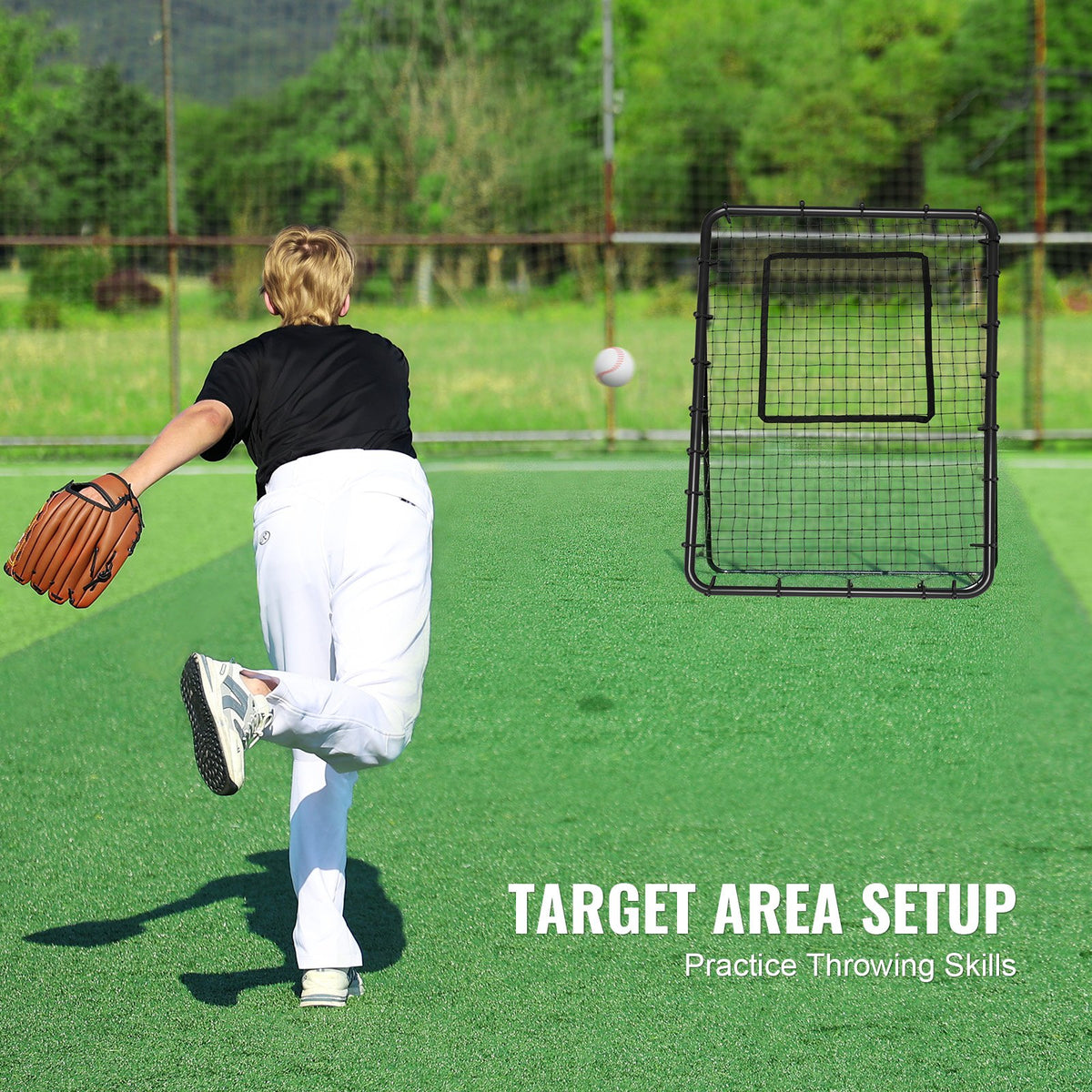 VEVOR Baseball And Softball Rebounder Net, 4 x 6 Feet PitchBack Baseball Nest for Pitching and Fielding Training, Pitch Return Trainer Rebound Net with Pitching Target, 4 Adjustable Angles - BQHDWPWJDKD4HE1Z4V0 - view 5