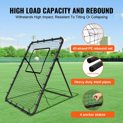 VEVOR Baseball And Softball Rebounder Net, 4 x 6 Feet PitchBack Baseball Nest for Pitching and Fielding Training, Pitch Return Trainer Rebound Net with Pitching Target, 4 Adjustable Angles - BQHDWPWJDKD4HE1Z4V0 - view 6