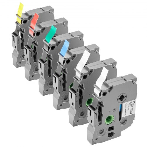 VEVOR Label Maker Tape, 6 Pack, 0.47 in / 12 mm Colored Label Maker Refills Compatible for Various Types of Brother P-Touch, Replacement for Letra Tag TZe-131 TZe-231 TZe-431 TZe-531 TZe-631 TZe-731 - BQJSDRZYTMHLEU1U8001V0 - view 2