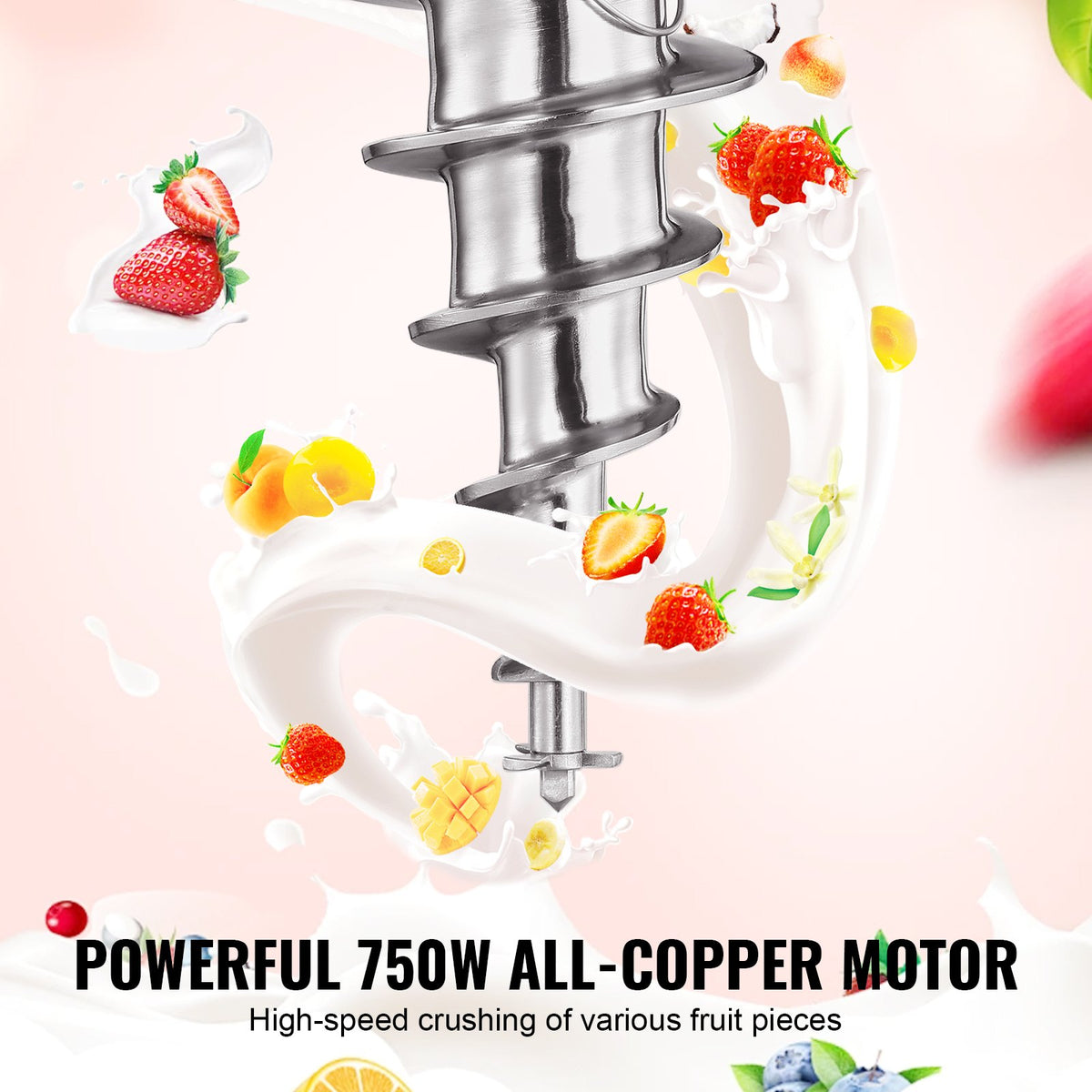 VEVOR Ice Cream Blender, 750W High-Speed Ice Cream Maker Mixer Stir Machine 1740RPM, 304 Stainless Steel Ice Cream Shaker, Long Handle + PC Protective Shield, Customizable with any Flavor of Ice Cream - BQLJBJBZL750YIE4AV1 - view 4