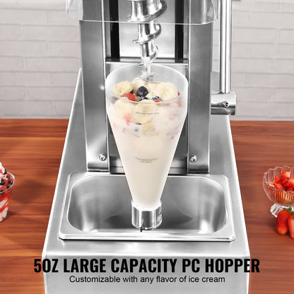 VEVOR Ice Cream Blender, 750W High-Speed Ice Cream Maker Mixer Stir Machine 1740RPM, 304 Stainless Steel Ice Cream Shaker, Long Handle + PC Protective Shield, Customizable with any Flavor of Ice Cream - BQLJBJBZL750YIE4AV1 - view 5