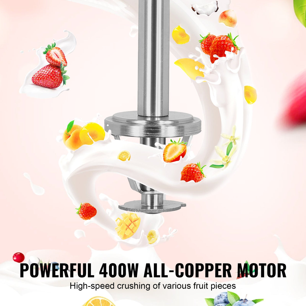 VEVOR Ice Cream Blender, 400W High-Speed Ice Cream Maker Mixer Stir Machine 4200RPM, Stepless Speed Adjustment, 304 Stainless Steel Ice Cream Shaker, 3 Hand Cups, Make Various Flavors of Ice Cream - BQLJBJBZL9OZ4PGZ9V1 - view 4