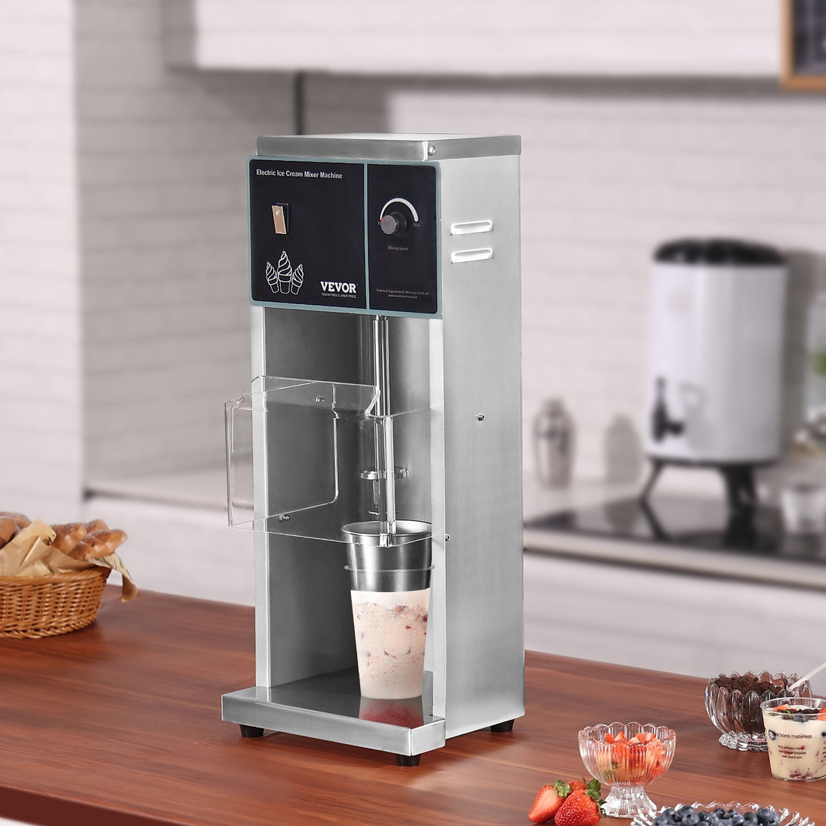 VEVOR Ice Cream Blender, 400W High-Speed Ice Cream Maker Mixer Stir Machine 4200RPM, Stepless Speed Adjustment, 304 Stainless Steel Ice Cream Shaker, 3 Hand Cups, Make Various Flavors of Ice Cream - BQLJBJBZL9OZ4PGZ9V1 - view 9