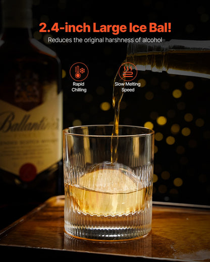 VEVOR Ice Ball Press Kit, Aviation Aluminum Ice Press with Ice Block Mold, Large Mat, Tong, Drip Tray, One Glass, Round Ice Ball Maker 2.4"/60 mm Ice Sphere, for Whiskey, Cocktail on Party & Holiday - BQYJHSLC60MME72PMV0 - view 5