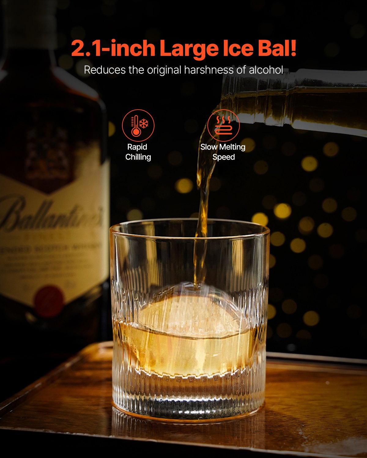 VEVOR Ice Ball Press, 2.1" Ice Ball Maker, Aviation Aluminum Ice Ball Press Kit for 53mm Ice Sphere, Ice Press with Tong and Drip Tray, for Whiskey, Cocktail, Bourbon, Scot on Party & Holiday - BQYJYSLC53MMB9SO7V0 - view 5