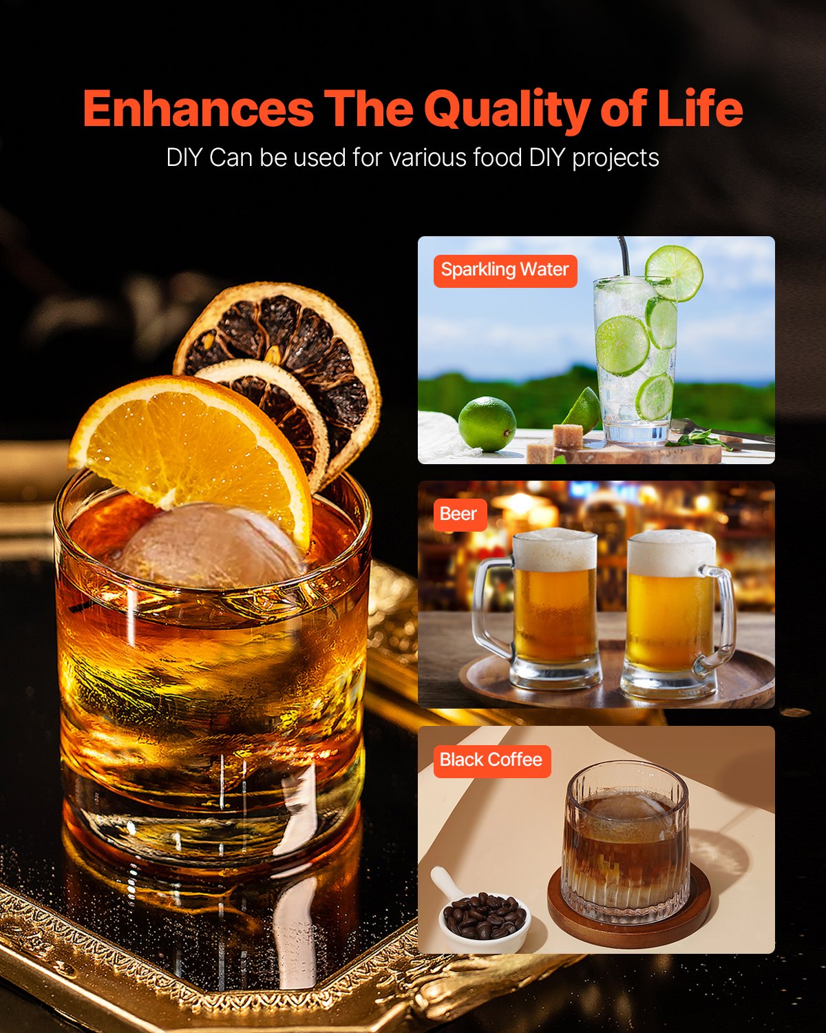 VEVOR Ice Ball Press, 2.1" Ice Ball Maker, Aviation Aluminum Ice Ball Press Kit for 53mm Ice Sphere, Ice Press with Tong and Drip Tray, for Whiskey, Cocktail, Bourbon, Scot on Party & Holiday - BQYJYSLC53MMB9SO7V0 - view 7