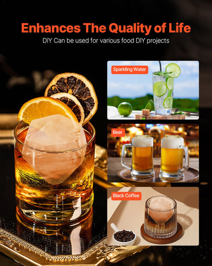 VEVOR Ice Diamond Press, 2.4" Ice Ball Maker, Aviation Aluminum Diamond Ice Ball Press Kit for Ice Diamond, Ice Press with Tong and Drip Tray, for Whiskey, Cocktail, Bourbon, Scot on Party & Holiday - BQYJYSLC65MMD7AI9V0 - view 7